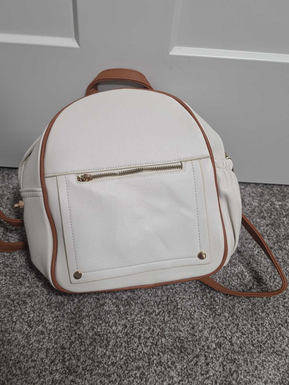 Montana West Cream Backpack with Tan Trim and Gold Hardware